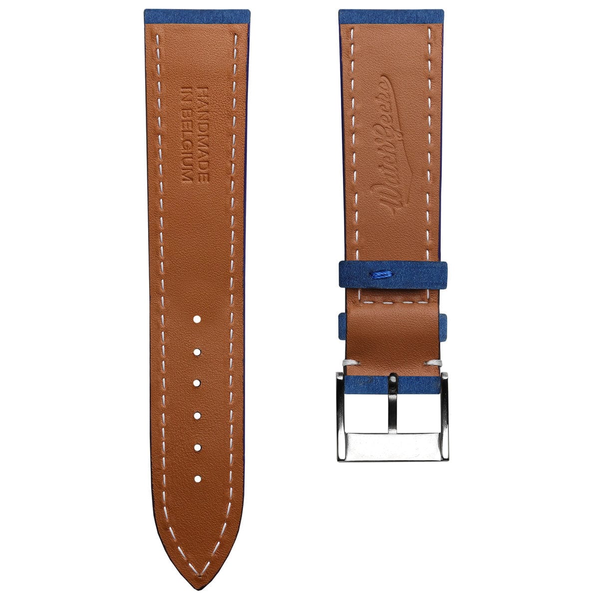 Ostend Thick Padded Leather Watch Strap  - Nubuck Azure Blue