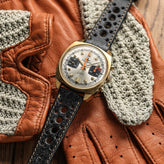 Radstock Racing Style Genuine Leather Watch Strap - Vintage Black