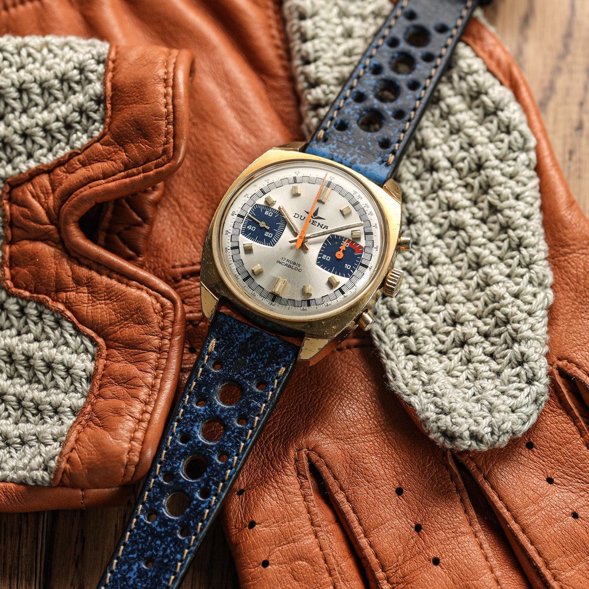Radstock Racing Style Genuine Leather Watch Strap Vintage Blue