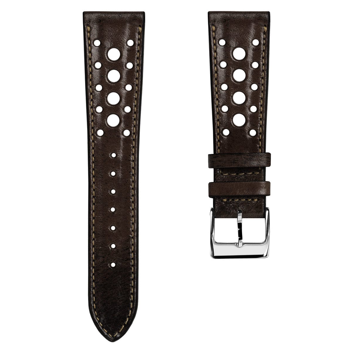 Radstock Racing Style Genuine Leather Watch Strap - Vintage Dark Brown ...