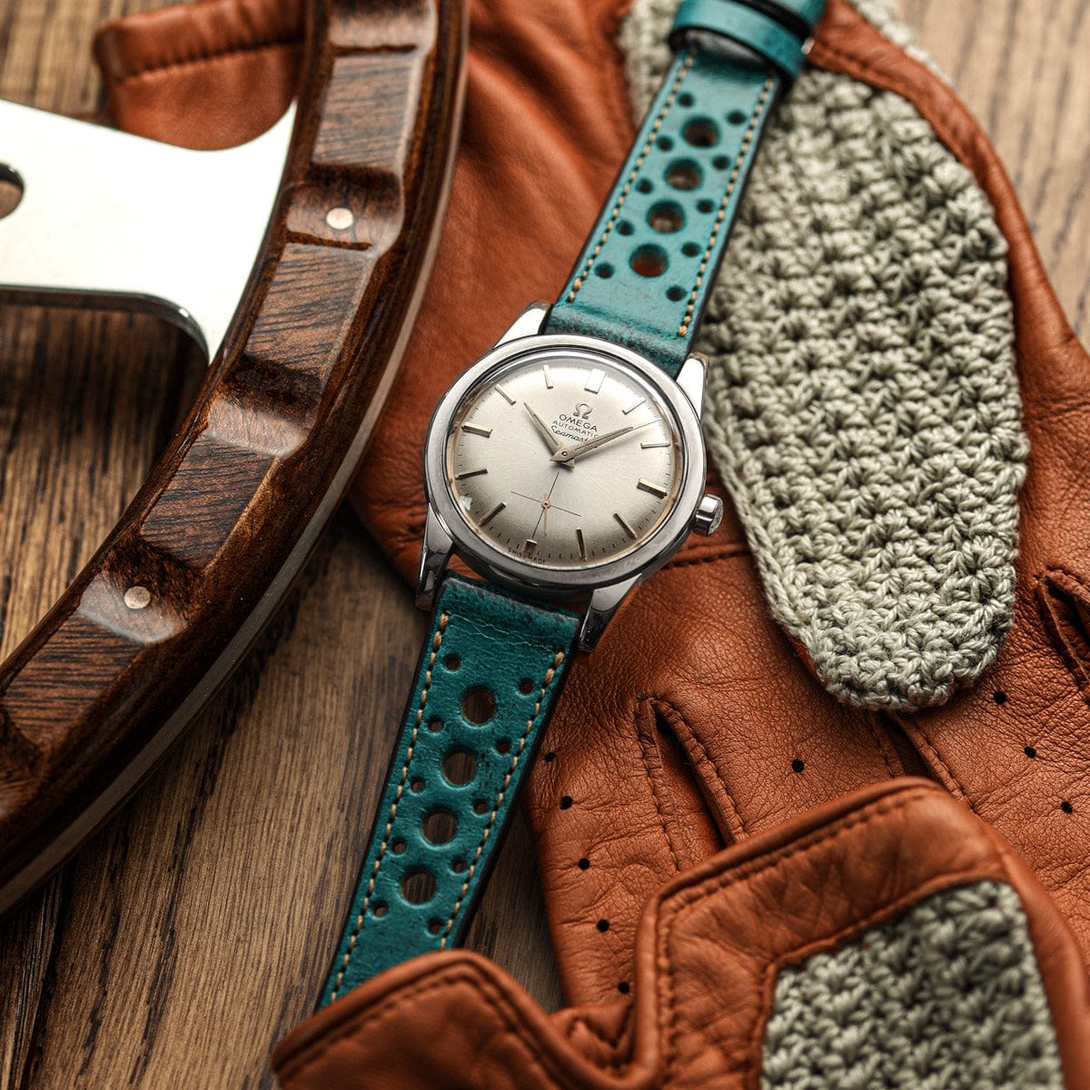 Radstock Racing Style Genuine Leather Watch Strap - Vintage Turquoise