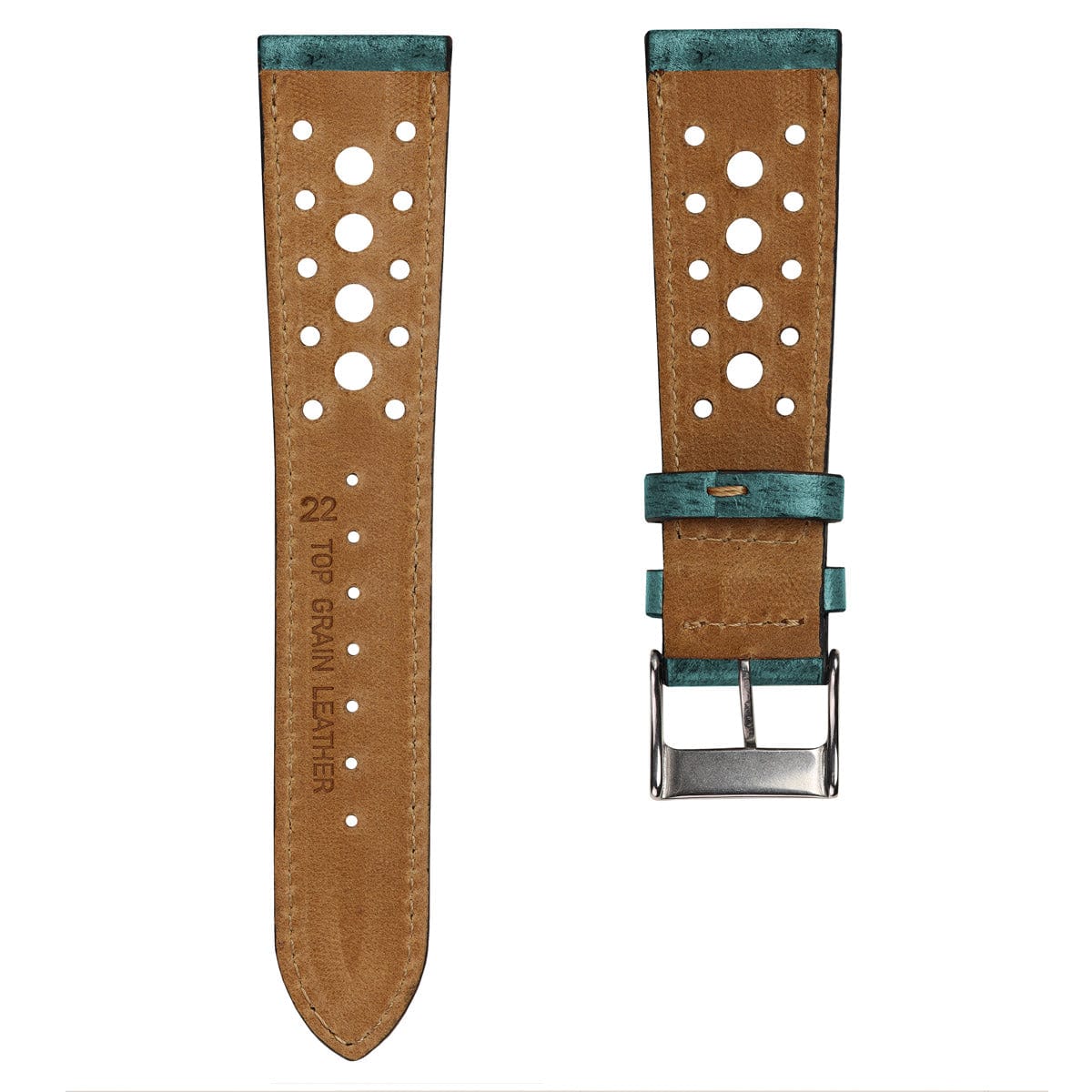 Radstock Racing Style Genuine Leather Watch Strap - Vintage Turquoise