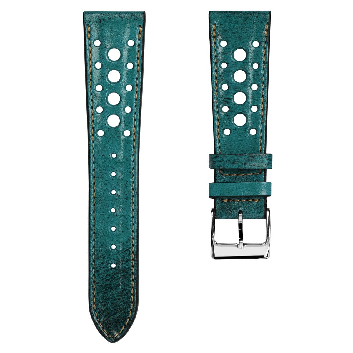 Radstock Racing Style Genuine Leather Watch Strap - Vintage Turquoise