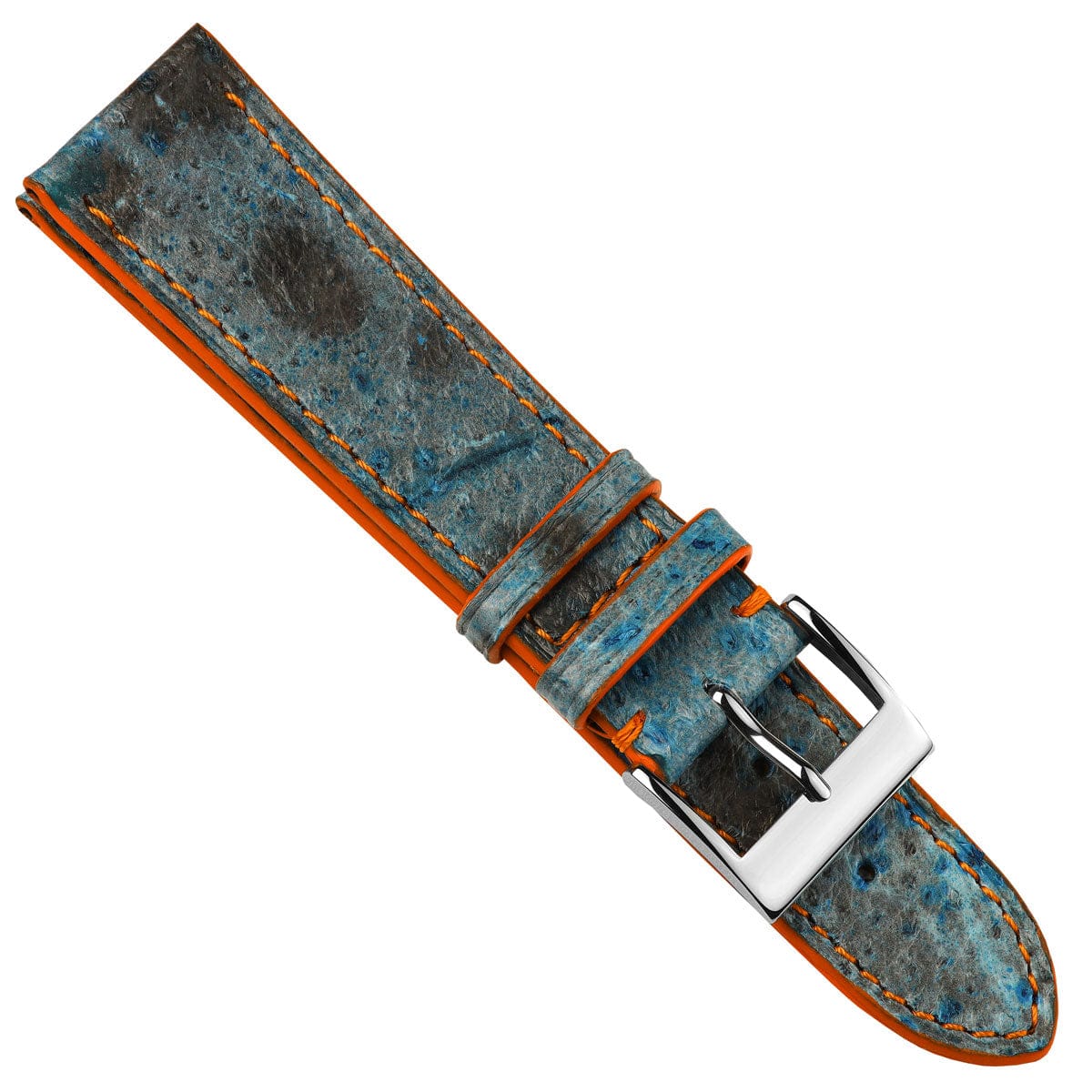 Sea Wolf Flat Leather Watch Strap - Ocean Blue