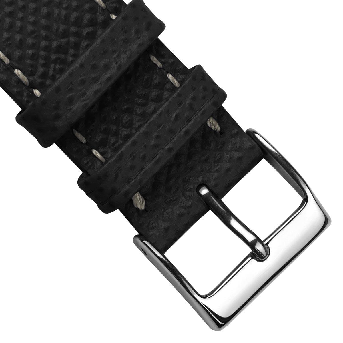 Sestriere Hand Stitched Italian Leather Watch Strap - Alpine Black