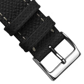 Sestriere Hand Stitched Italian Leather Watch Strap - Alpine Black