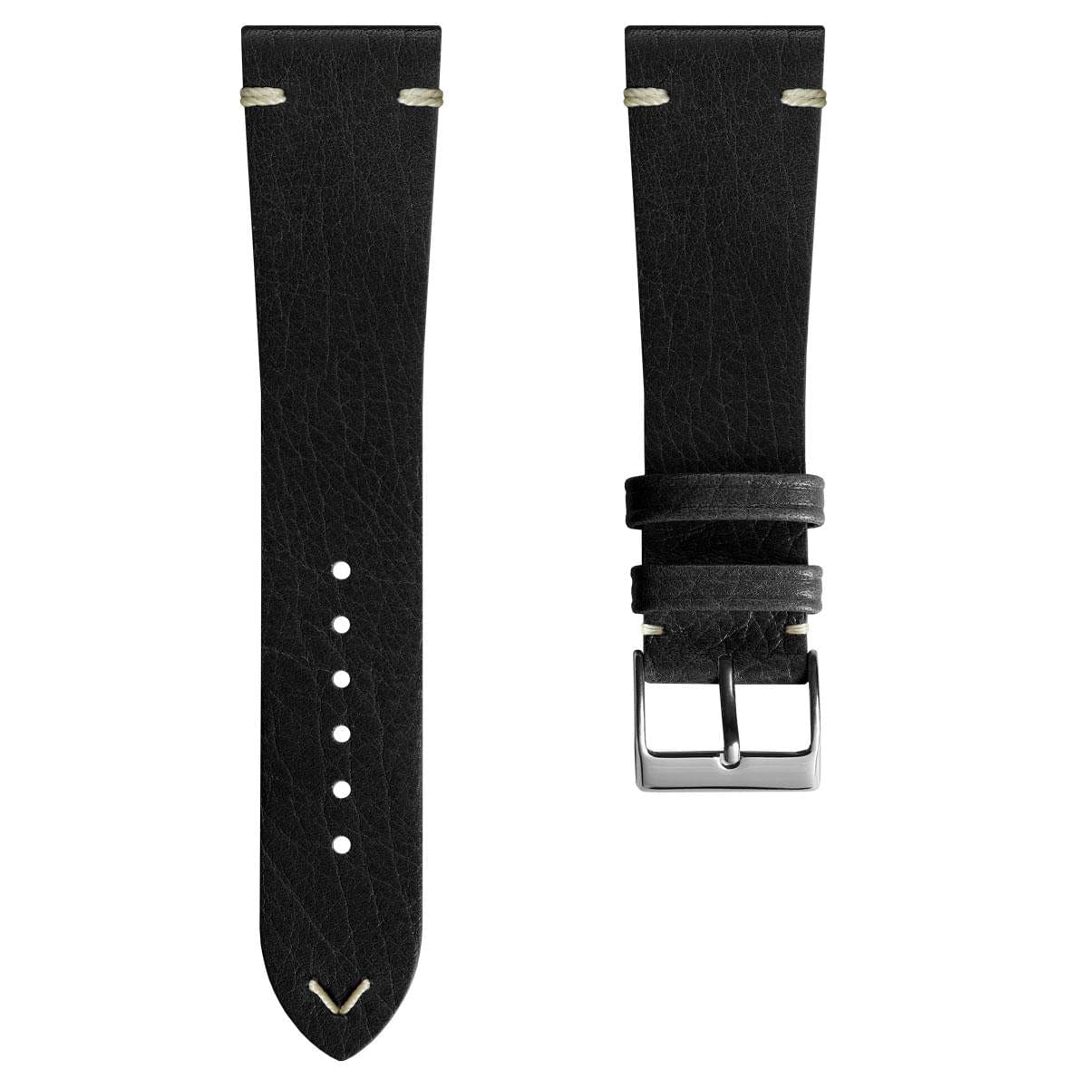 Turon Vintage Handmade Spanish Leather Watch Strap - Black | WatchGecko