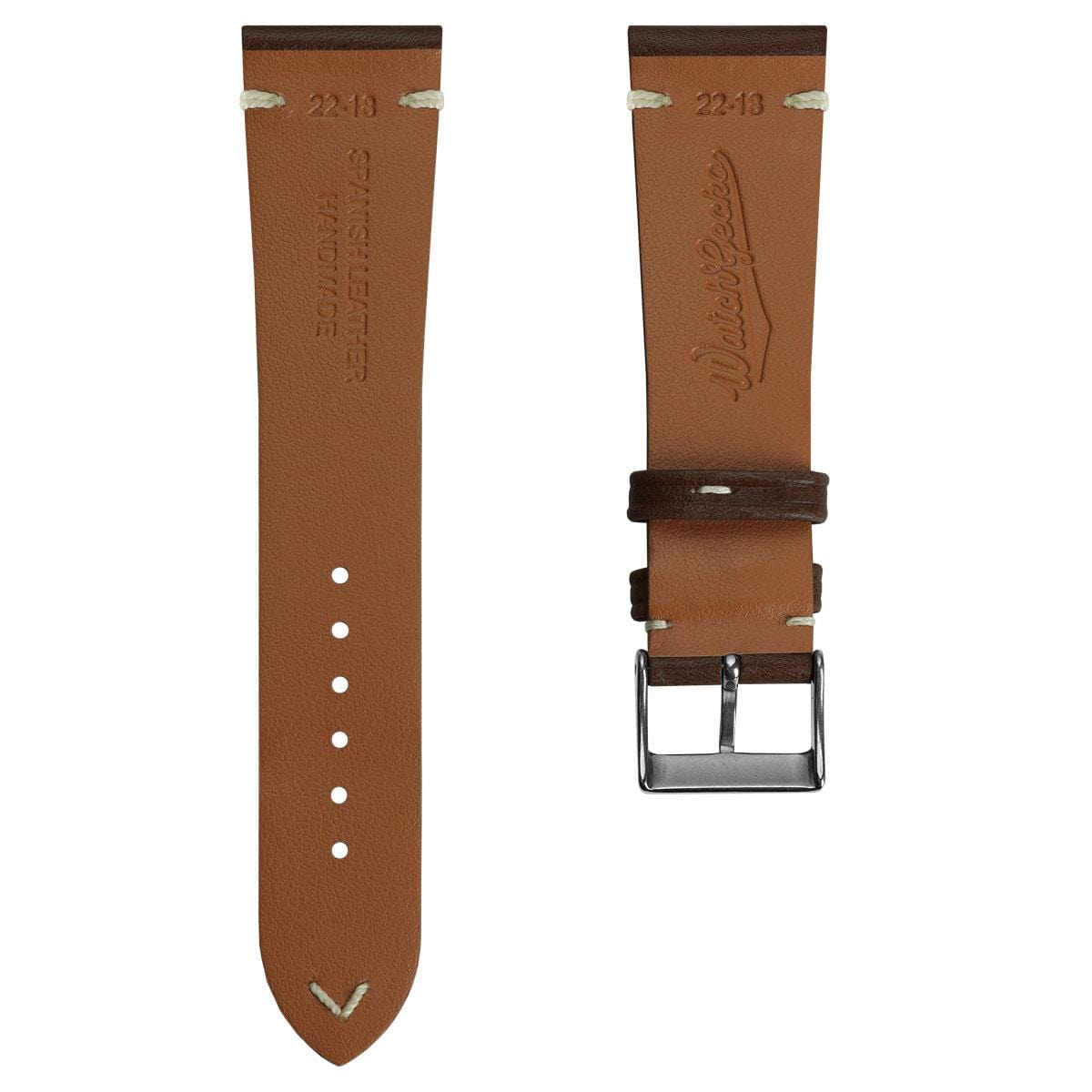 Turon Vintage Handmade Spanish Leather Watch Strap - Dark Brown