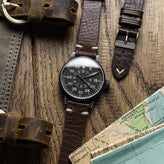 Turon Vintage Handmade Spanish Leather Watch Strap - Dark Brown