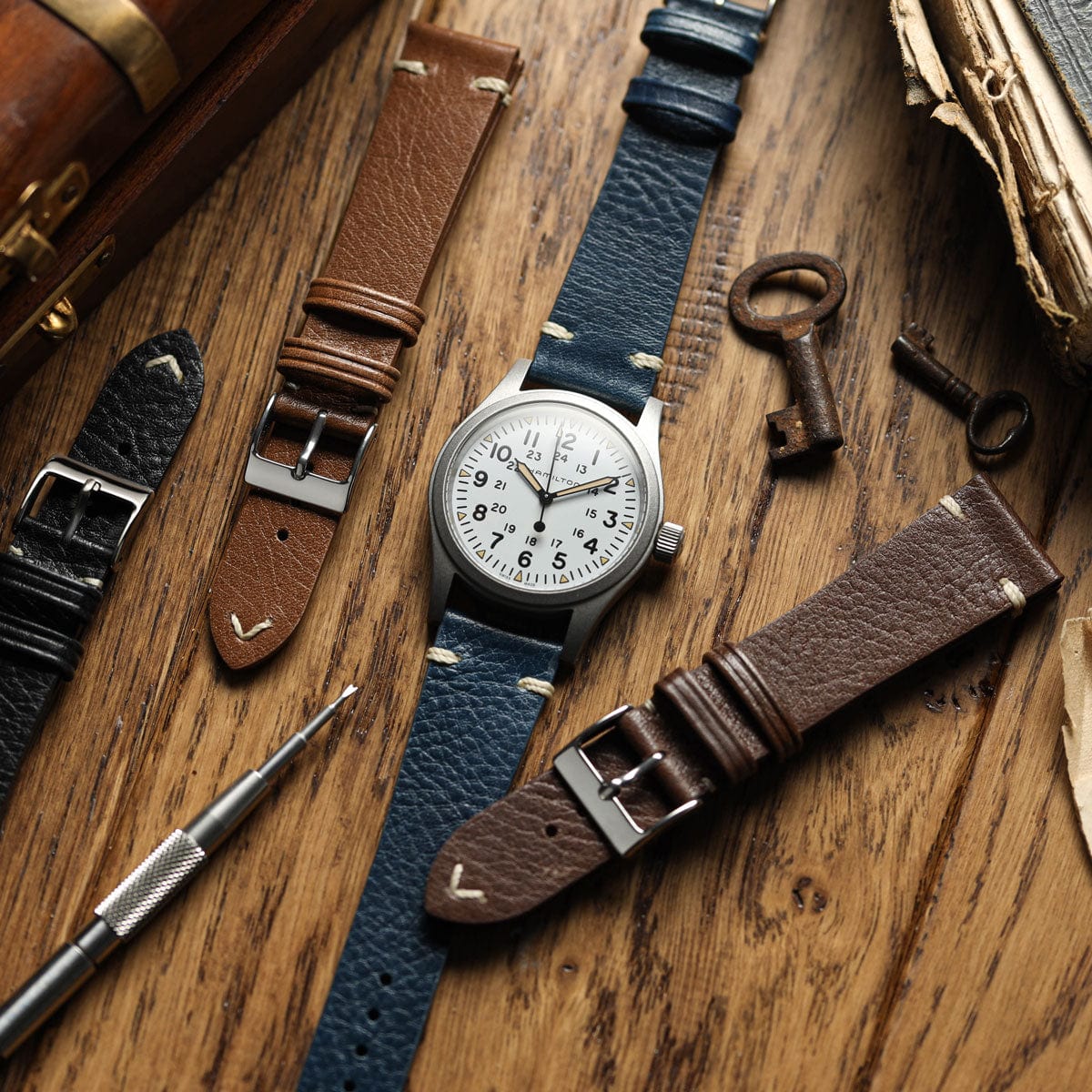 Turon Vintage Handmade Spanish Leather Watch Strap - Dark Brown