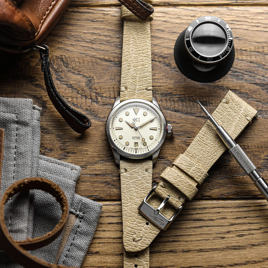 Simple Handmade Vegan Italian Leather Watch Strap - Textured Birch