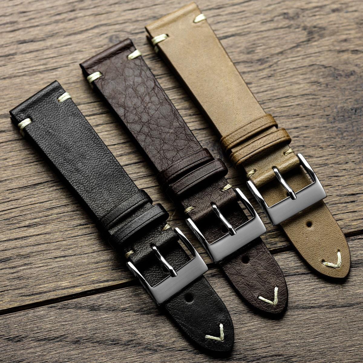 Vintage Cavallo Horse Leather Watch Strap - Chocolate Brown