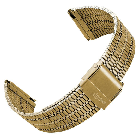 WatchGecko Classic Retro Stainless Steel Watch Strap - IP Gold