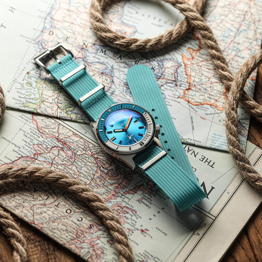 WatchGecko Ridge British Military Watch Strap - Turquoise Blue