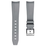 WatchGecko Curved Ends Rubber Watch Strap - Grey