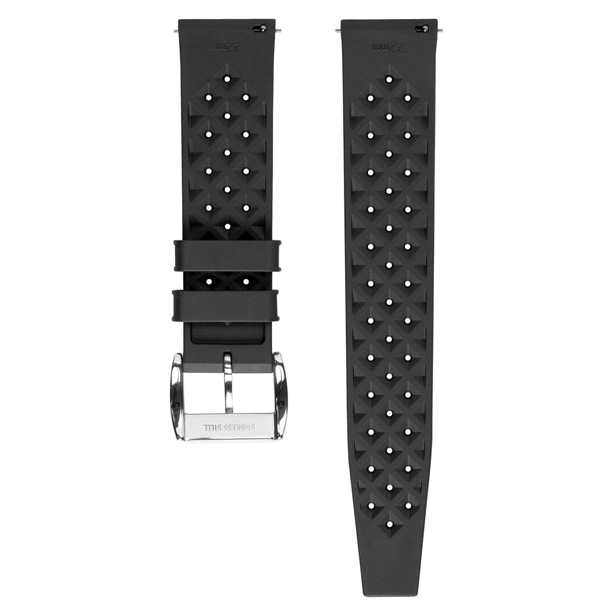 WatchGecko Vintage Tropical Style FKM Rubber Watch Strap - Black