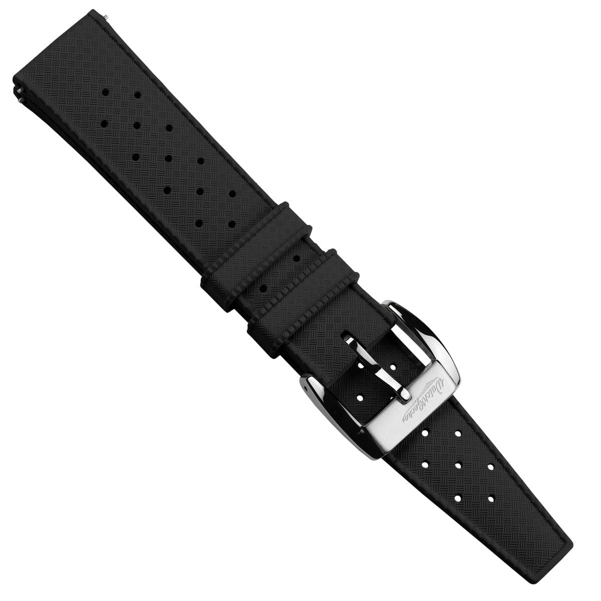 WatchGecko Vintage Tropical Style FKM Rubber Watch Strap - Black