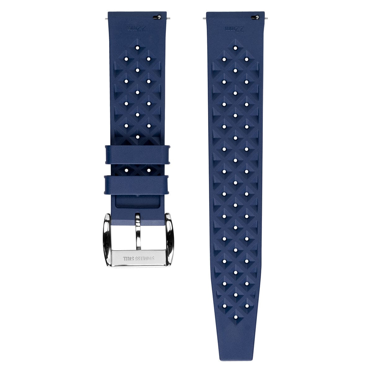WatchGecko Vintage Tropical Style FKM Rubber Watch Strap - Blue