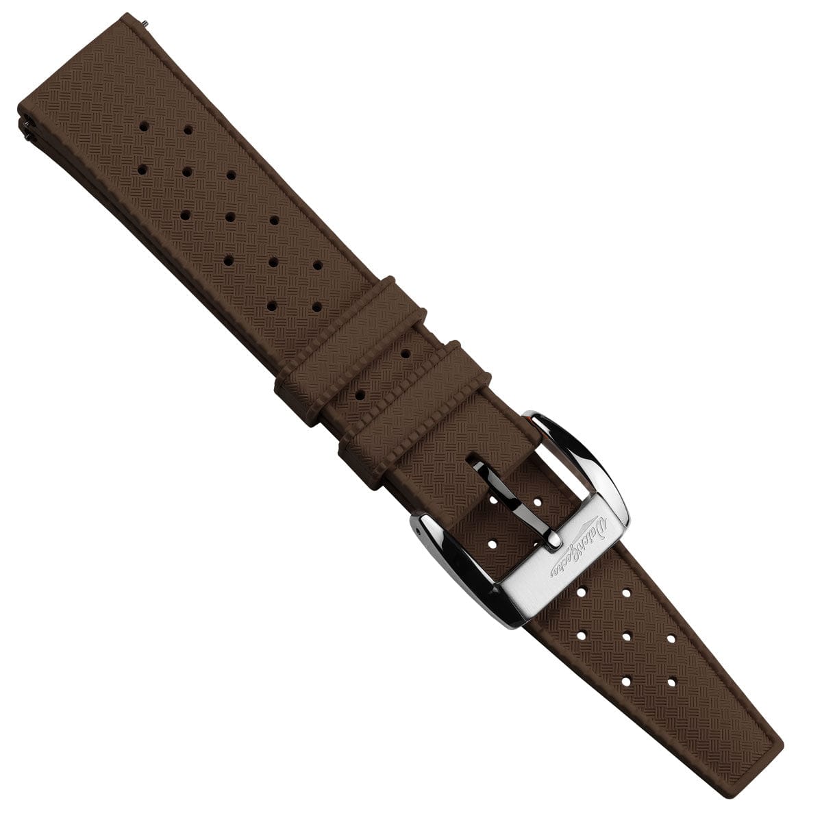 WatchGecko Vintage Tropical Style FKM Rubber Watch Strap - Brown