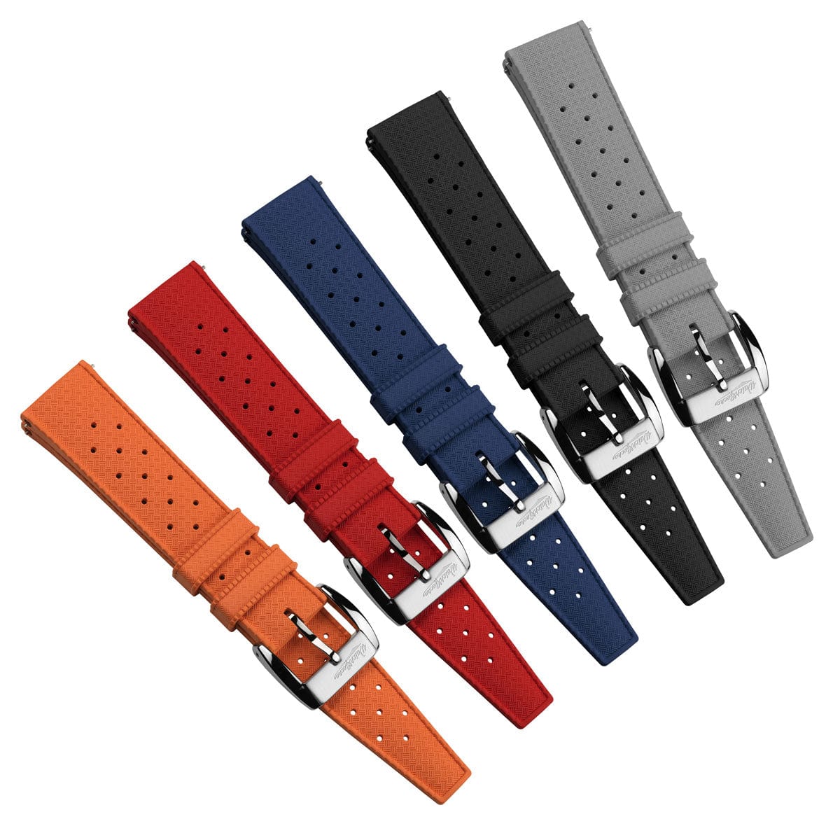 Vintage Style Perforated Rubber Watch Strap - Brown