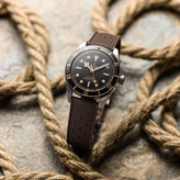 Vintage Style Perforated Rubber Watch Strap - Brown