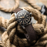 Vintage Style Perforated Rubber Watch Strap - Brown