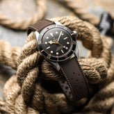 WatchGecko Vintage Tropical Style FKM Rubber Watch Strap - Brown