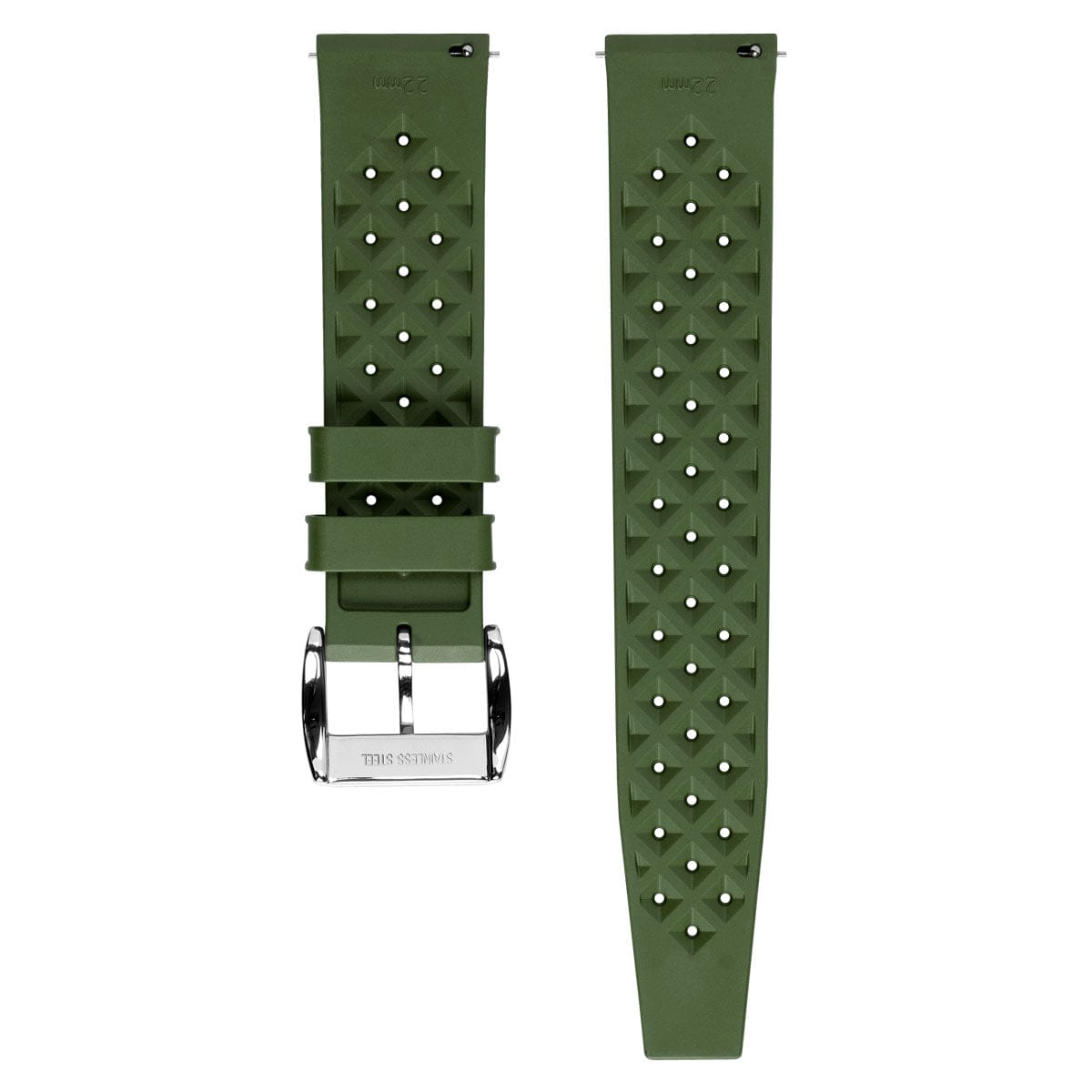 WatchGecko Vintage Tropical Style FKM Rubber Watch Strap - Green