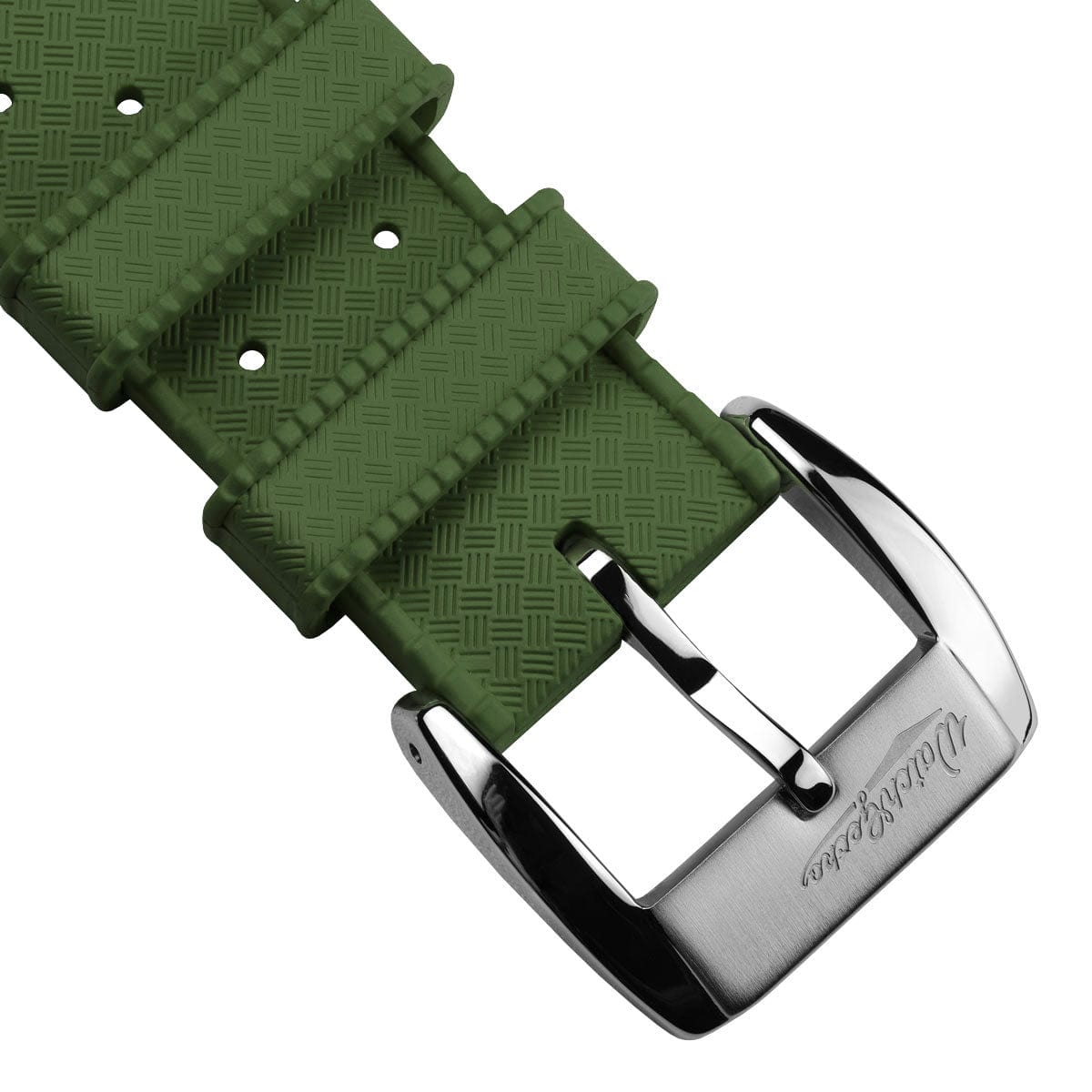 WatchGecko Vintage Tropical Style FKM Rubber Watch Strap - Green