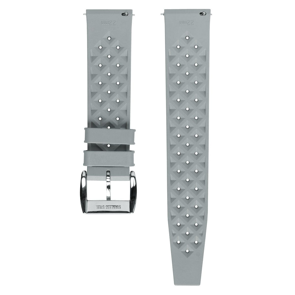 WatchGecko Vintage Tropical Style FKM Rubber Watch Strap - Grey