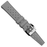 Vintage Style Perforated Rubber Watch Strap - Grey