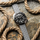 Vintage Style Perforated Rubber Watch Strap - Grey
