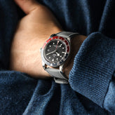 Vintage Style Perforated Rubber Watch Strap - Grey