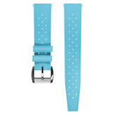 WatchGecko Vintage Tropical Style FKM Rubber Watch Strap - Light Blue