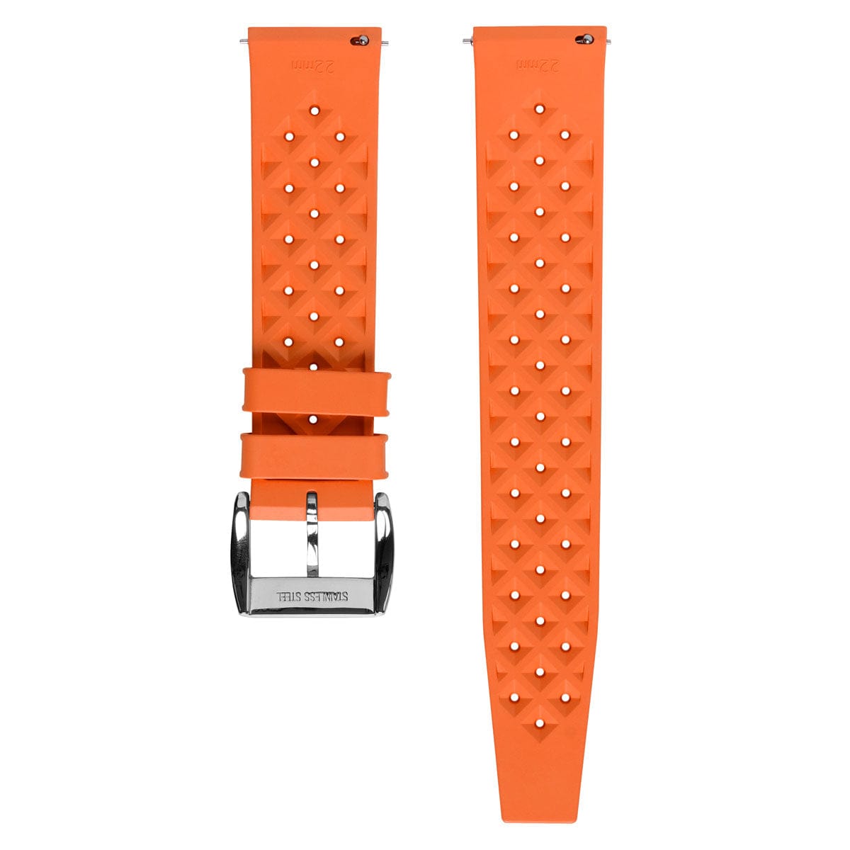 Vintage Style Perforated Rubber Watch Strap - Orange