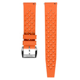 Vintage Style Perforated Rubber Watch Strap - Orange
