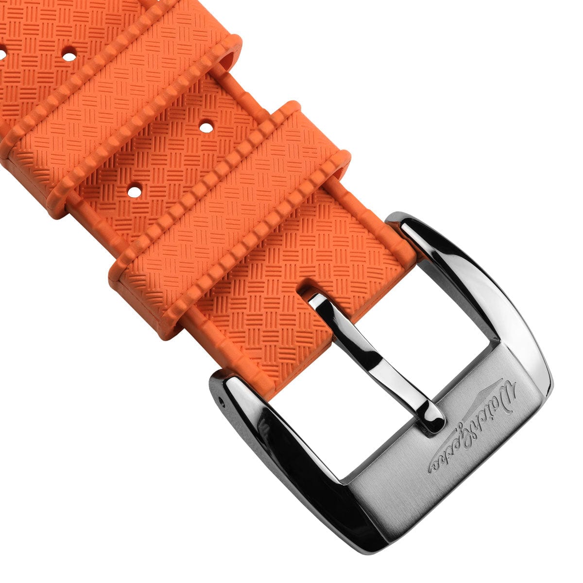 Vintage Style Perforated Rubber Watch Strap - Orange