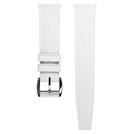 WatchGecko Vintage Tropical Style FKM Rubber Watch Strap - White