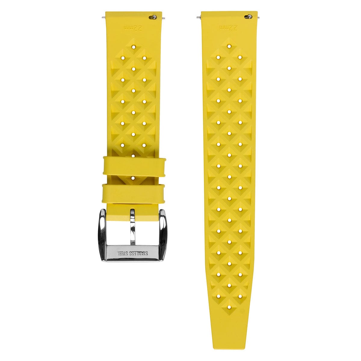 Vintage Style Perforated Rubber Watch Strap - Yellow