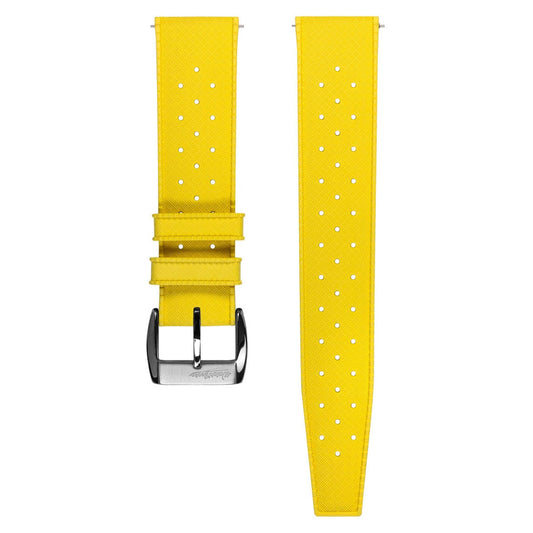 WatchGecko Vintage Tropical Style FKM Rubber Watch Strap - Yellow