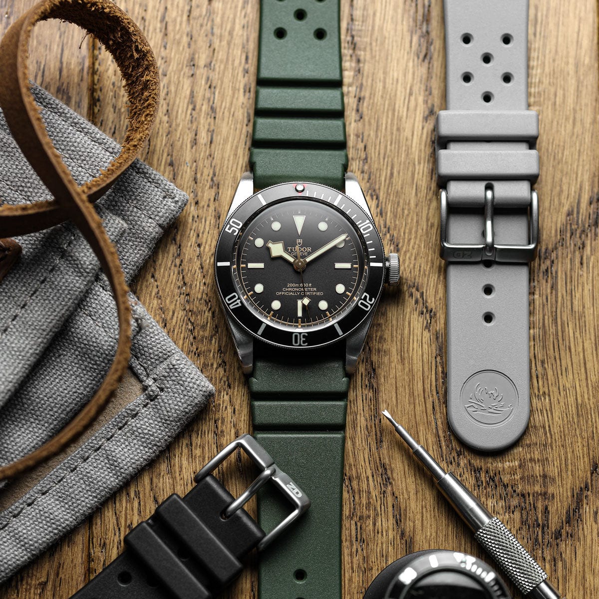 ZULUDIVER 284 Italian Rubber Diver's Watch Strap - Green
