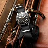 ZULUDIVER 1973 British Military Watch Strap: ARMOURED RECON - Military Black, Polished