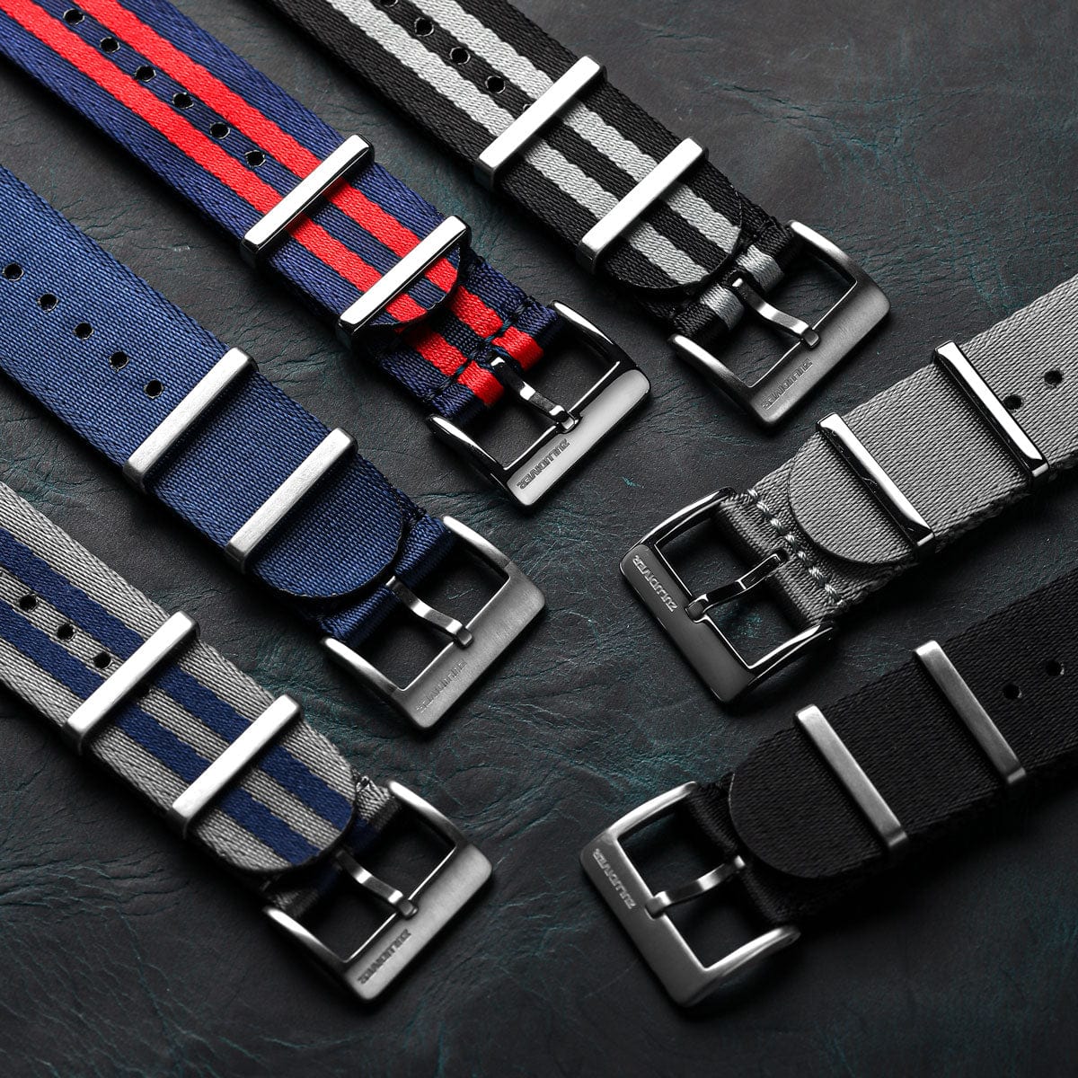 ZULUDIVER 1973 British Military Watch Strap: ARMOURED RECON - Military Black, Polished