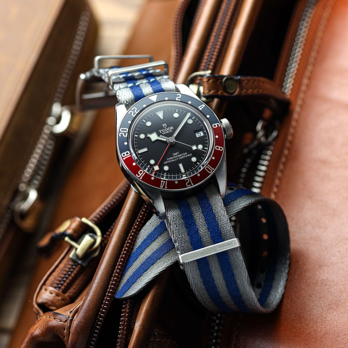 ZULUDIVER 1973 British Military Watch Strap: ARMOURED RECON - Navy Bond, Polished