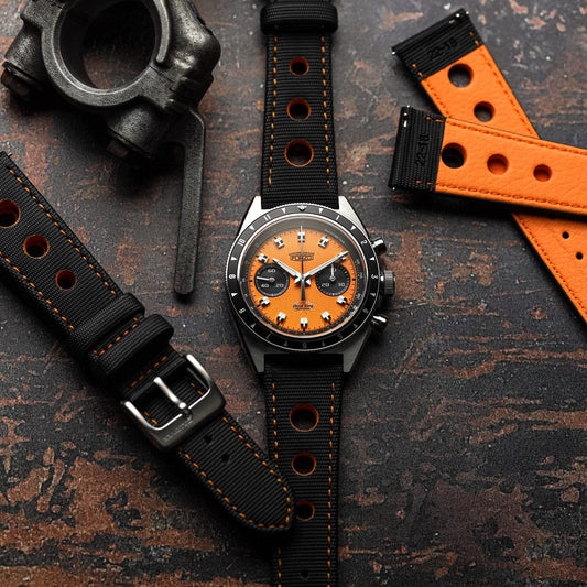 ZULUDIVER Mayday Anchor Sailcloth Divers Watch Strap - Orange
