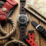 ZULUDIVER Mayday Anchor Sailcloth Divers Watch Strap - Red