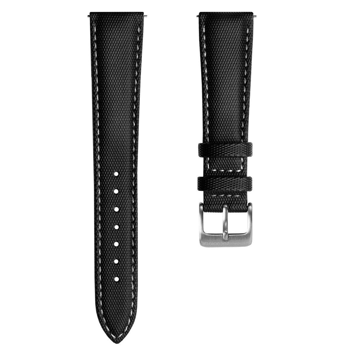 ZULUDIVER Mayday Sailcloth Padded Divers Watch Strap - Off White Stitching