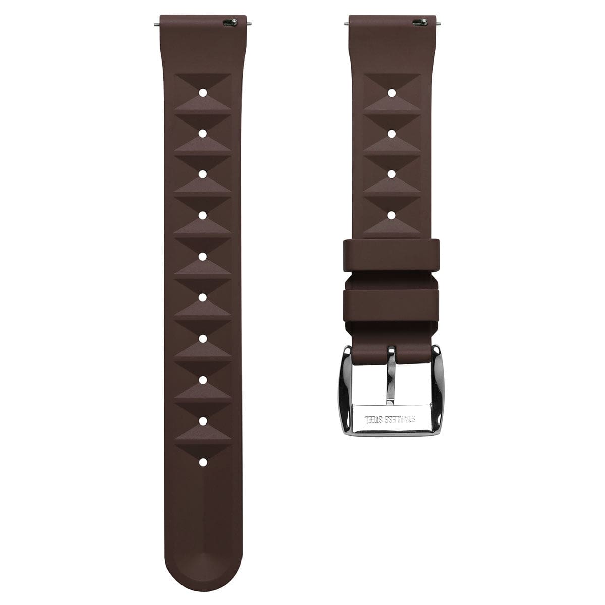 ZULUDIVER Seacroft Waffle FKM Rubber Dive Watch Strap (MkII) - Brown - Brushed Buckle