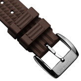 ZULUDIVER Seacroft Waffle FKM Rubber Dive Watch Strap (MkII) - Brown - Brushed Buckle