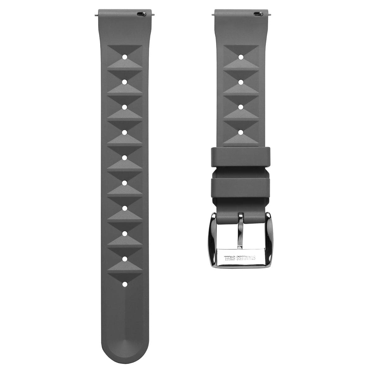 ZULUDIVER Seacroft Waffle FKM Rubber Dive Watch Strap (MkII) - Grey - Brushed Buckle